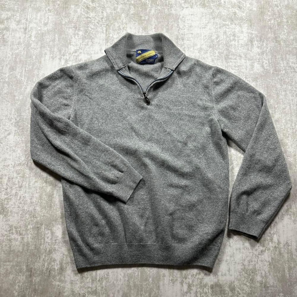 Onward Reserve Quarter Zip Sweater Mens Medium Gray Wool Blend Mock Neck Zip Up
